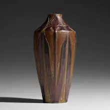 Artus Van Briggle, Rare vase with stylized irises, c. 1904, glazed earthenware