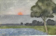 Flatlands Sunset by Oscar Florianus Bluemner, watercolor on paper, sold Nov 2003
