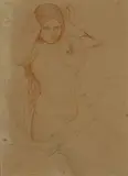 Classical School, untitled (Woman with tiara and veil), conte crayon on paper