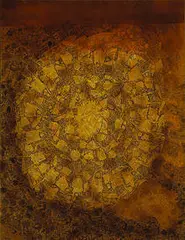 Jōsaku Maeda, No. 7 (Jardin des Delices), 1959, oil and ink on burlap
