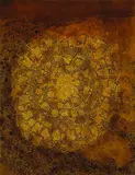 Jōsaku Maeda, No. 7 (Jardin des Delices), 1959, oil and ink on burlap