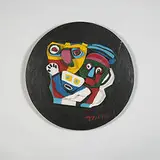Karel Appel, wall plaque, 1976, hand painted stone