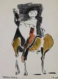 Marino Marini, Horse and Rider, 1957, pen, ink and gouache on paper