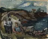 Sol Wilson, untitled, (Lobstermen), 1944, gouache on paper