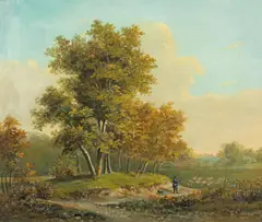 Shepherd on a path by Dutch School, sold Sep 2020