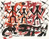 Drei von vielen by A. R. Penck, 1990, Acryl über Siebdruck auf Leinwand, sold Nov 2008