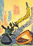 Königskerze und Meerschnecke by Karl Schmidt-Rottluff, 1960, Aquarell und Tuschpinsel auf Hahnemühle-Velin, sold May 2008