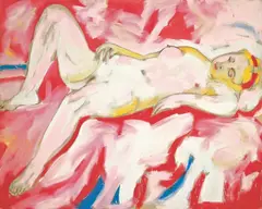 Liegender Frauenakt IV by Luciano Castelli, 1982, Kunstharz und Kreide auf Nessel, sold May 2008