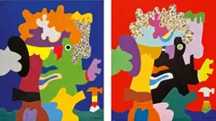 Otmar Alt, Der Regenbogenprinz, 1970, Folge von 10 Arbeiten, jeweils Öl auf Leinwand