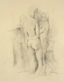 Drei weibliche Akte by Karl Hofer, Bleistift, teilweise gewischt, auf Papier, sold May 2008