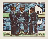 Max Pechstein, Klönende Fischer, 1923, Farbholzschnitt auf festem Velin