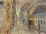 Otto Nagel, Petristrasse im Regen, 1940, Öl auf Leinwand