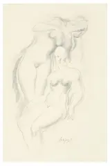 Alexander Archipenko, Zwei weibliche Akte, Um 1921, Bleistift über Rötel auf Velin