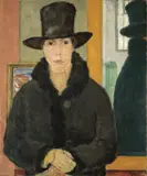 Max Kaus, T[uru] mit hohem Hut, 1924, Öl auf Leinwand
