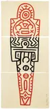 Keith Haring, Totem, 1989, Holzschnitt in Rot und Schwarz auf drei Bogen Japan