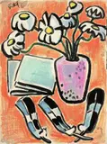Karl Schmidt-Rottluff, Blumenstilleben mit Federn. 1950er Jahre