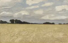 Hans am Ende, Kornfeld, Um 1897, Öl auf Leinwand, auf Pappe