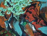 Olivenbaum. Fels by Bernd Zimmer, 1984, Dispersion und Öl auf Nessel, sold May 2013