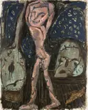 Akt mit Wagner by Markus Lüpertz, 1987, Öl auf Nessel, sold Nov 2009