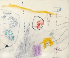 Jan Kotik, bez názvu, 1965, Öl und Farbkreiden auf Leinwand