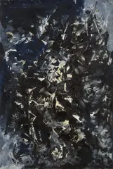 Fred Thieler, Mit Kreiszentren, 1960, Öl auf Leinwand