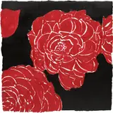 Donald Sultan, Red Roses April 5 2001, 2001, tar, oil and spackle on tile over Masonite, in 2 parts