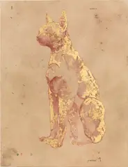 Damien Hirst, The Golden Cat, 2014, pencil, pastel, ink and gold leaf on vellum