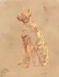 Damien Hirst, The Golden Cat, 2014, pencil, pastel, ink and gold leaf on vellum