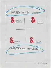 Lawrence Weiner, Written in the Sand, Written on the Wind, 1997, paint pen and ink on paper