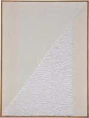 Brent Wadden, Untitled, 2018, hand-woven fibers, wool, cotton and acrylic on canvas, in artist’s frame
