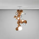 GuytonWalker, Untitled, 2009, coconuts, electrical wiring, polished steel and lightbulbs