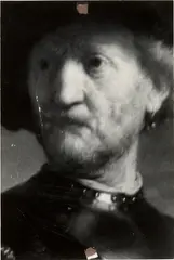 Doug Starn and Mike Starn, Reverse Rembrandt Detail, 1987, toned gelatin silver print and tape