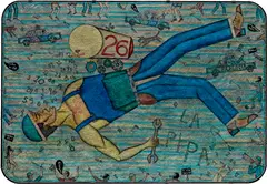 Alberto Casado, La Buena Pipa, 2003, paint and screenprinting ink on glass over aluminum foil and board