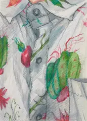 Rebecca Ness, Botanical Shirt, 2020, gouache and colored pencil on paper