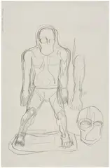 Thomas Houseago, Untitled (Study for Moon/Sun Figure), 2009, charcoal on paper