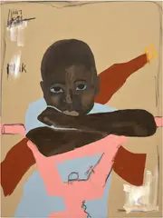 Jammie Holmes, Child Soldier, 2020, acrylic and oil pastel on canvas