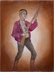 Umar Rashid, UR-000032 Siobahn, formerly of the Tams of Hell’s Kitchen, now, Just Tania of the People’s Revolutionary Party. A question mark., 2021, acrylic and ink on canvas