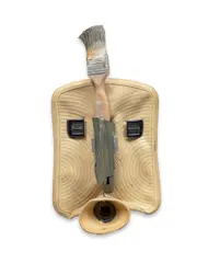 Romuald Hazoumè, Barro, 1999, found water bottle, paint brush, toy airplane, plastic and wire