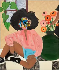 Jonni Cheatwood, Hey! You're Jazzy, 2021, oil, oilstick and acrylic on primed fabric and sewn canvas