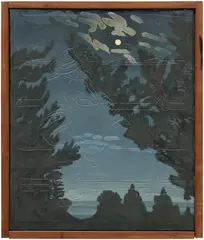 David Saunders, Stat, 1984, oil on incised canvas, in artist's frame