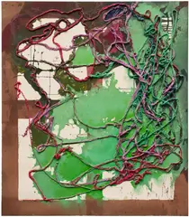 Dona Nelson, Float, 1991, acrylic and fabric collage on canvas