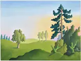 Daisy Dodd-Noble, Norwegian Spruce and Chestnut Tree, 2022, oil on linen