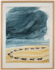 Plage des Flandres by André Brasilier, 1973, watercolor on paper, offered Sep 2026