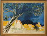 André Brasilier, Village du Tardenois, 1966, oil on canvas