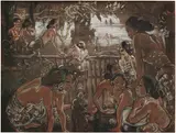 Jean Le Mayeur, A Group of Eleven Balinese Maidens, charcoal and pastel on paper