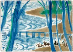 André Brasilier, Chevalier de la mer, watercolor on paper