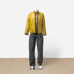Jet Tone Archive, Heartbreak Tango - Yellow Jacket, mixed media costume worn by Leslie Cheung as Ho Po-Wing in Wong Kar Wai's film Happy Together (1997)