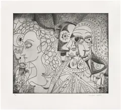George Condo, A Midwinter's Daydream, 2020, hard-ground etching with drypoint on Hahnemühle Copperplate Bright White paper