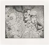 George Condo, A Midwinter's Daydream, 2020, hard-ground etching with drypoint on Hahnemühle Copperplate Bright White paper