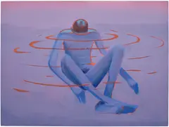 Boy In Water by Caleb Hahne Quintana, 2019, pastel, gouache and acrylic on panel, sold Sep 2026
